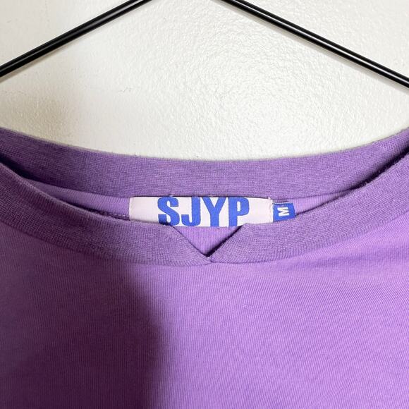 SJYP Purple Burgundy Black Colorblock Oversized Shirt Womens Medium - Picture 3 of 5